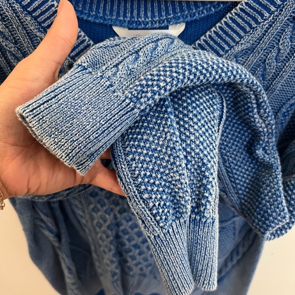 No Boundaries Blue V-Neck Cable Knit Sweater - Picture 3 of 4